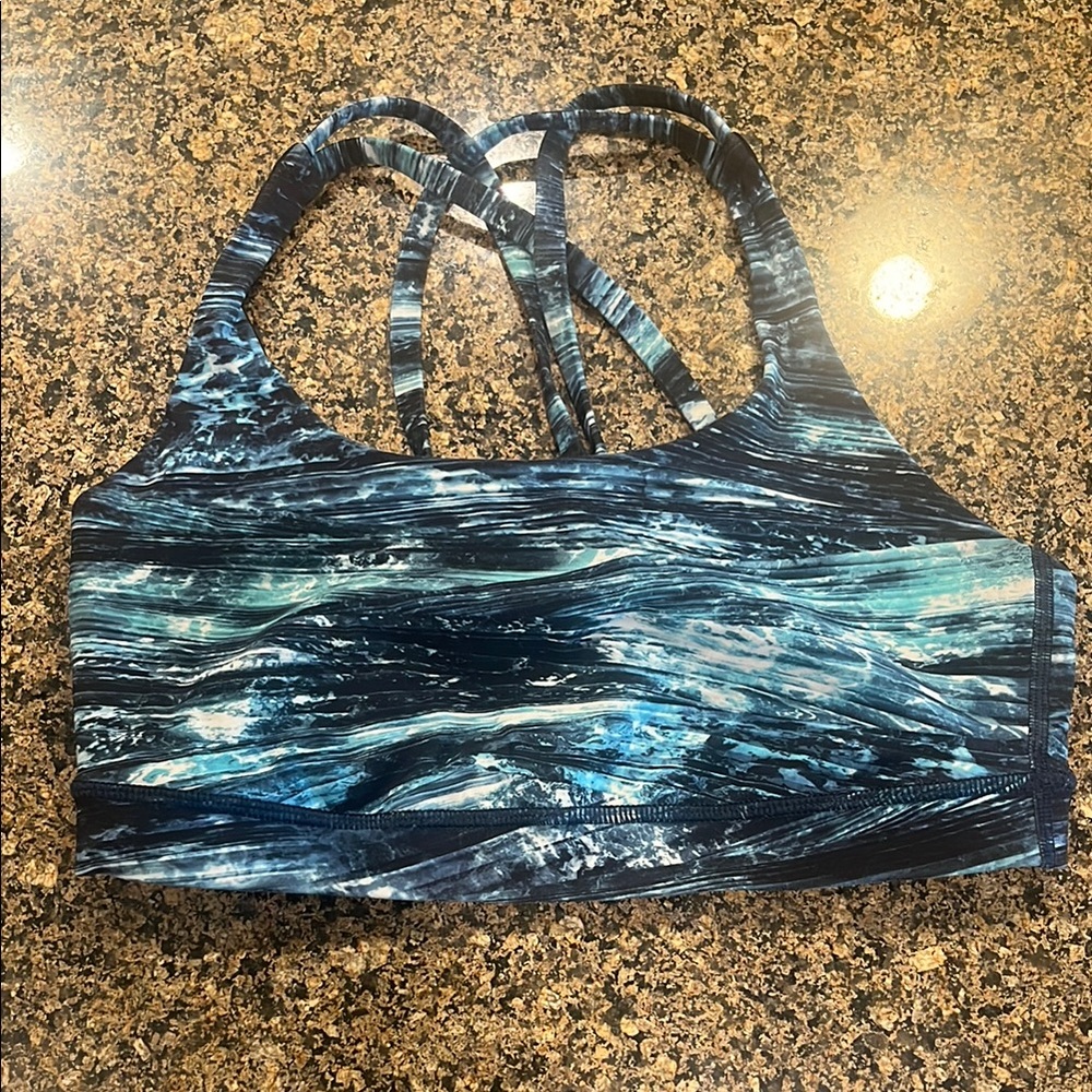 Lululemon Athletica Black and Blue Sports Bra with Braided Straps